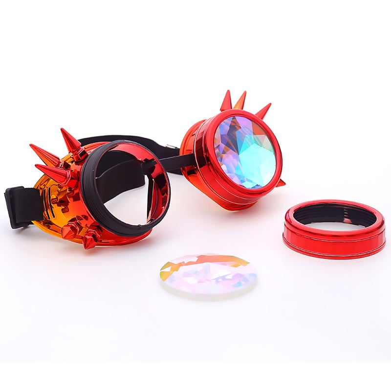 Lelinta Kaleidoscope Rave Goggles Steampunk Goggles Glasses Halloween Costume Accessories for Men Women Cosplay Party - Image 3